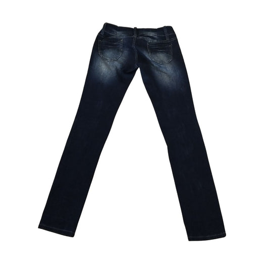 Jean pour femme - Bleu marine à fleurs oranges - Yolita creations