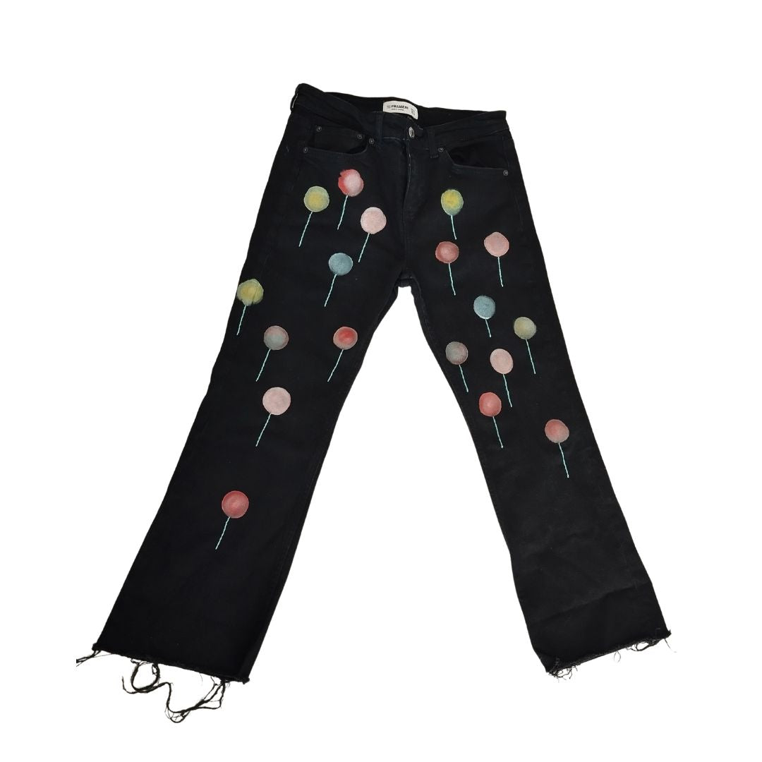 Jean pour femme - Noir à Ballons colorés - Yolita creations