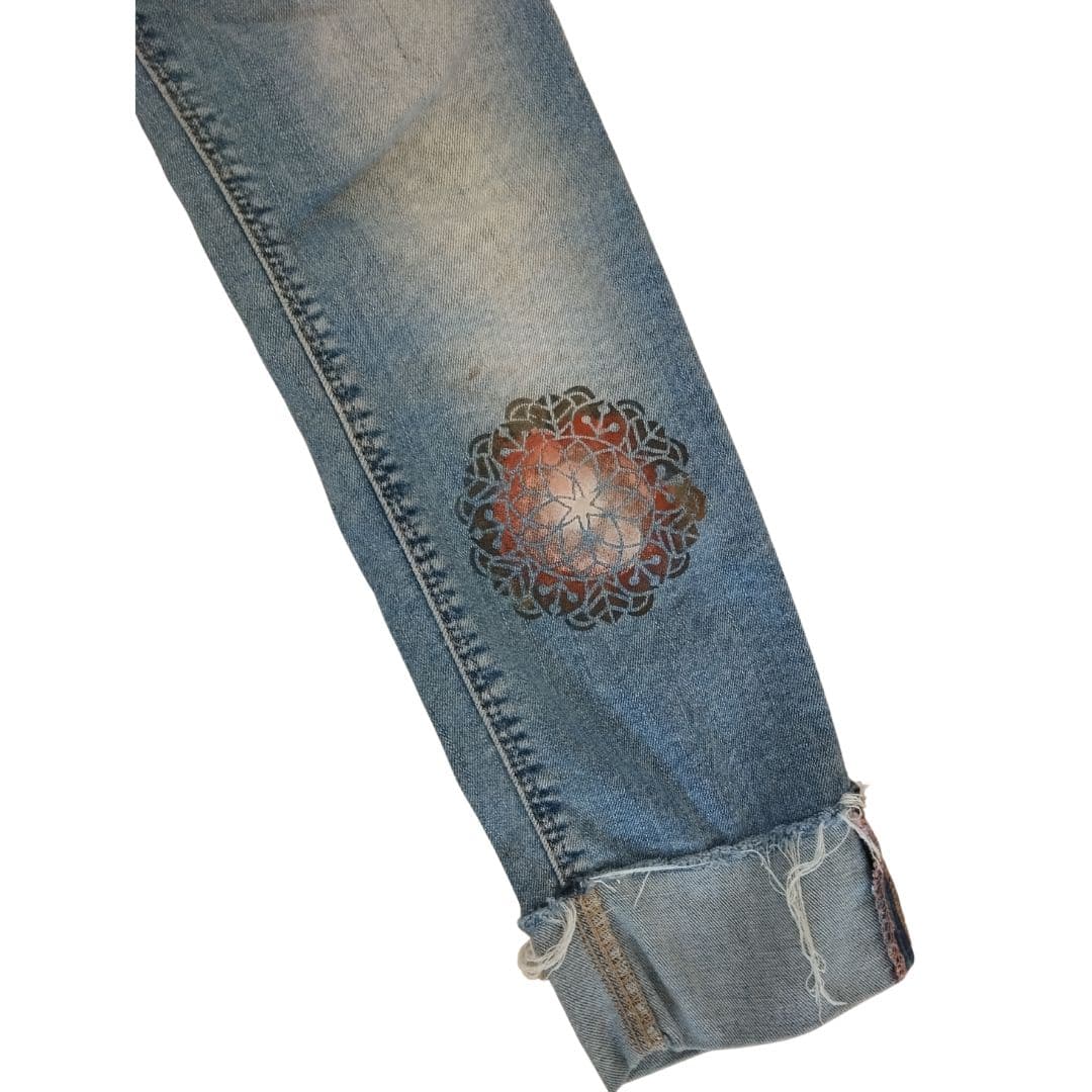 Jean pour femme Bleu - Imprimé Attrape-rêves - Yolita creations
