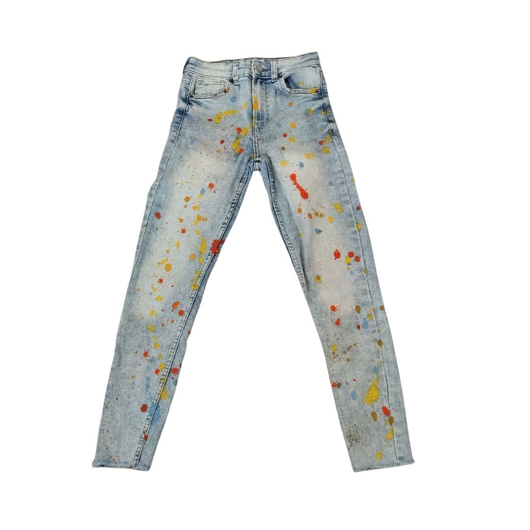 Jean pour femme Bleu - taches colorées - Yolita creations
