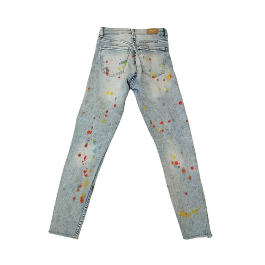 Jean pour femme Bleu - taches colorées - Yolita creations