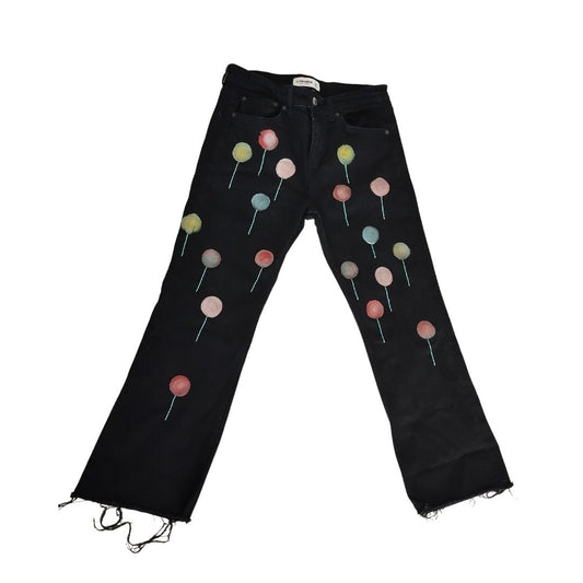 Jean pour femme - Noir à Ballons colorés - Yolita creations